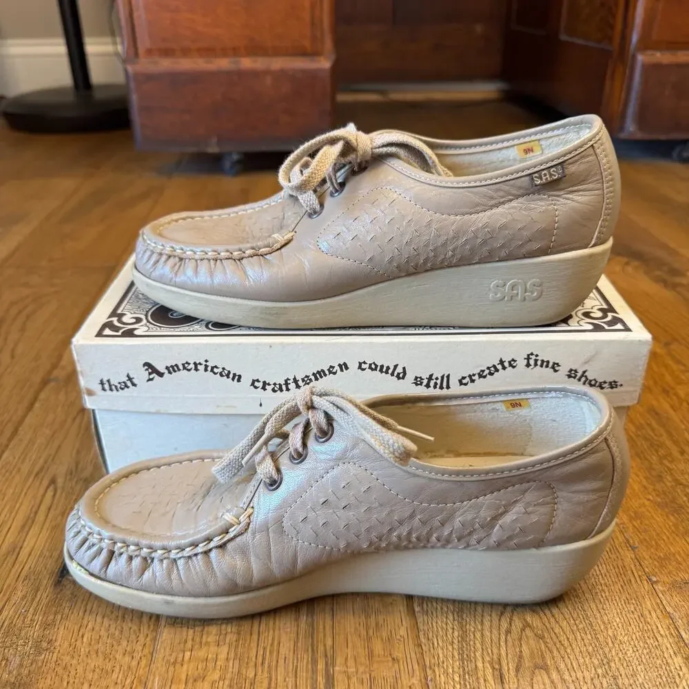 SAS Womens Lattice Supersoft Mocha Tan Lace-up Walking Shoes 9 N Narrow - Picture 4 of 7